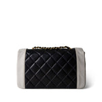 CHANEL Handbag Navy White Lambskin Quilted Diana Flap Medium Gold Hardware -Knockoff
