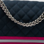 CHANEL Handbag Nylon Quilted Medium Fluo Boy Flap Dark Navy Fuchsia Grey -Knockoff
