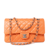 CHANEL Handbag Orange 21S Neon Orange Lambskin Quilted Classic Flap SWH -Knockoff
