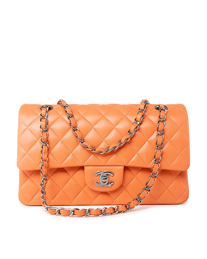 CHANEL Handbag Orange 21S Neon Orange Lambskin Quilted Classic Flap SWH -Knockoff
