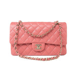 CHANEL Handbag Pink 18S Pink Caviar Medium Quilted Classic Double Flap Light Gold Hardware -Knockoff
