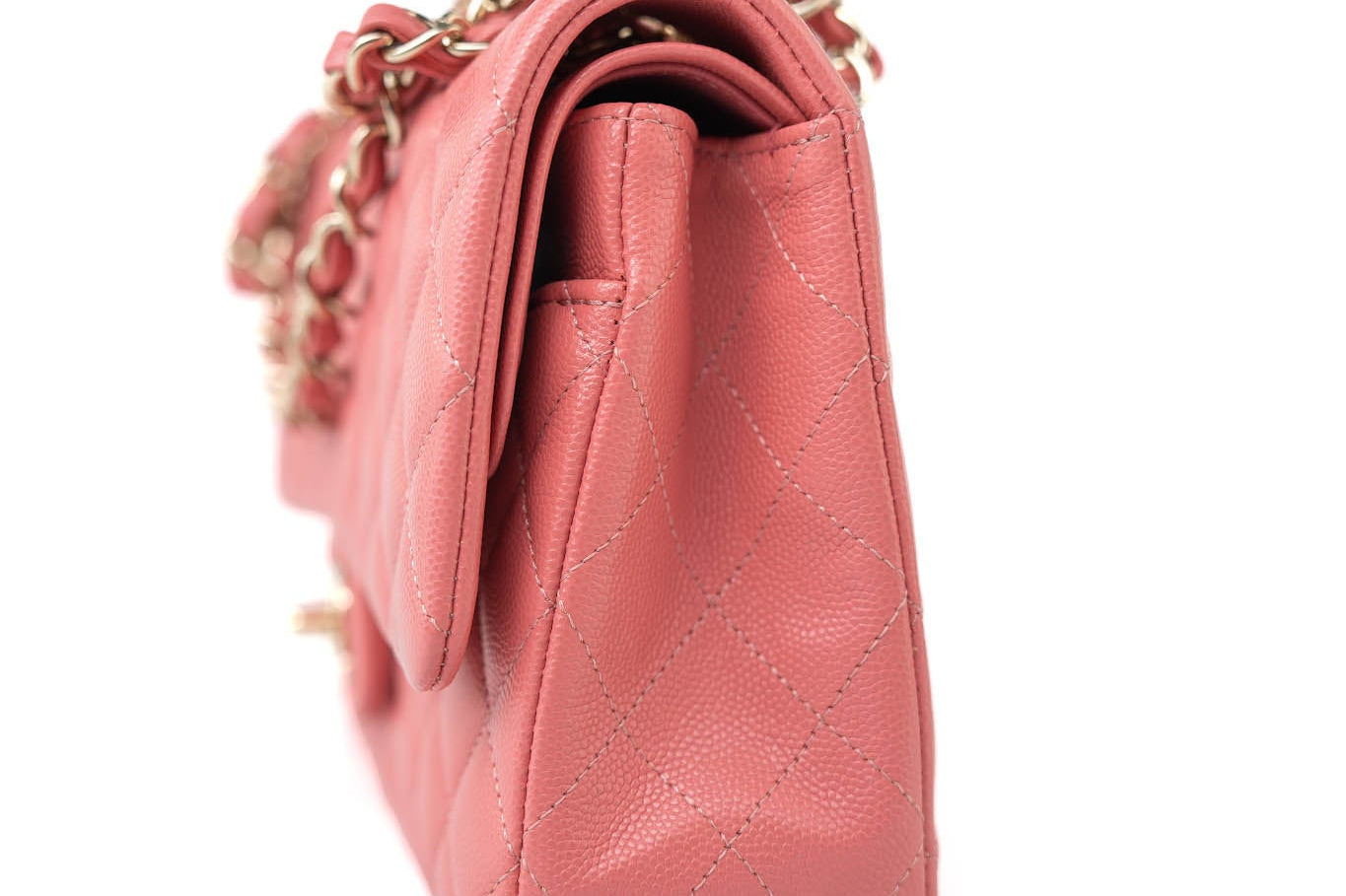 CHANEL Handbag Pink 18S Pink Caviar Medium Quilted Classic Double Flap Light Gold Hardware -Knockoff
