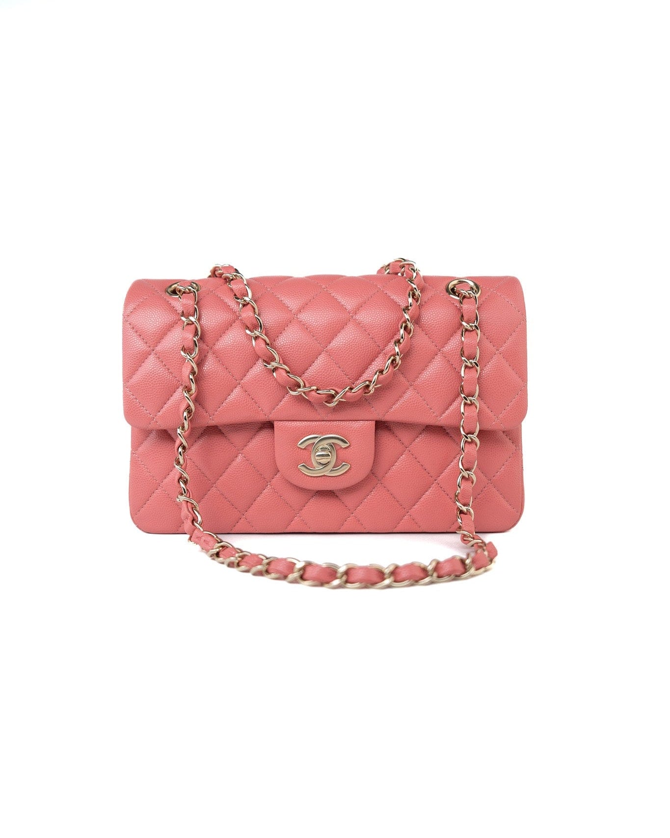 CHANEL Handbag Pink 18S Pink Caviar Quilted Classic Flap Small Light Gold Hardware -Knockoff
