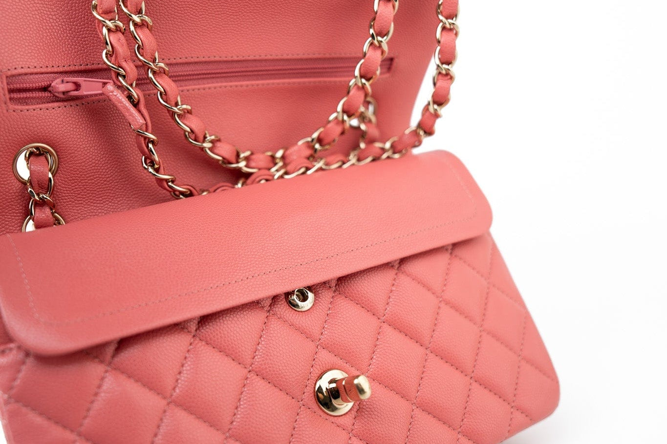 CHANEL Handbag Pink 18S Pink Caviar Quilted Classic Flap Small Light Gold Hardware -Knockoff
