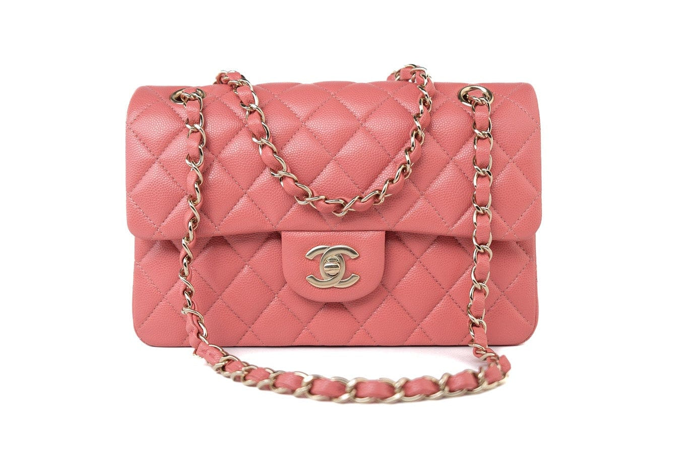 CHANEL Handbag Pink 18S Pink Caviar Quilted Classic Flap Small Light Gold Hardware -Knockoff
