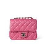 CHANEL Handbag Pink 19C Pink Lambskin Quilted Mini Square Flap Silver Hardware -Knockoff
