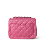 CHANEL Handbag Pink 19C Pink Lambskin Quilted Mini Square Flap Silver Hardware -Knockoff
