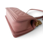 CHANEL Handbag Pink 20A Metallic Pink Calfskin Quilted Small Boy Bag Aged Gold Hardware -Knockoff
