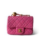 CHANEL Handbag Pink 20S Pink Lambskin Quilted Pearl Crush Mini Aged Gold Hardware -Knockoff
