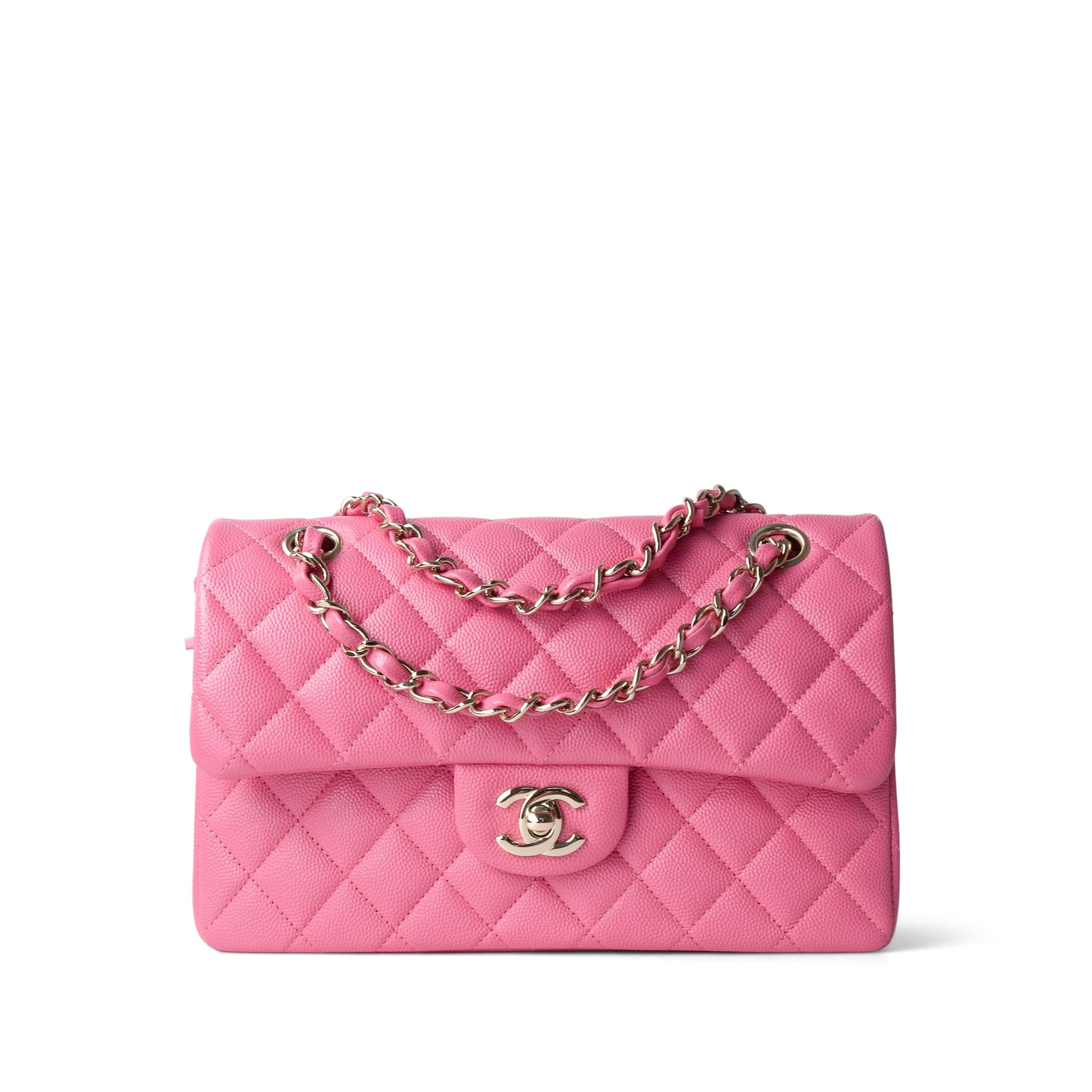 CHANEL Handbag Pink 21C Pink Caviar Quilted Small Classic Flap Light Gold Hardware -Knockoff
