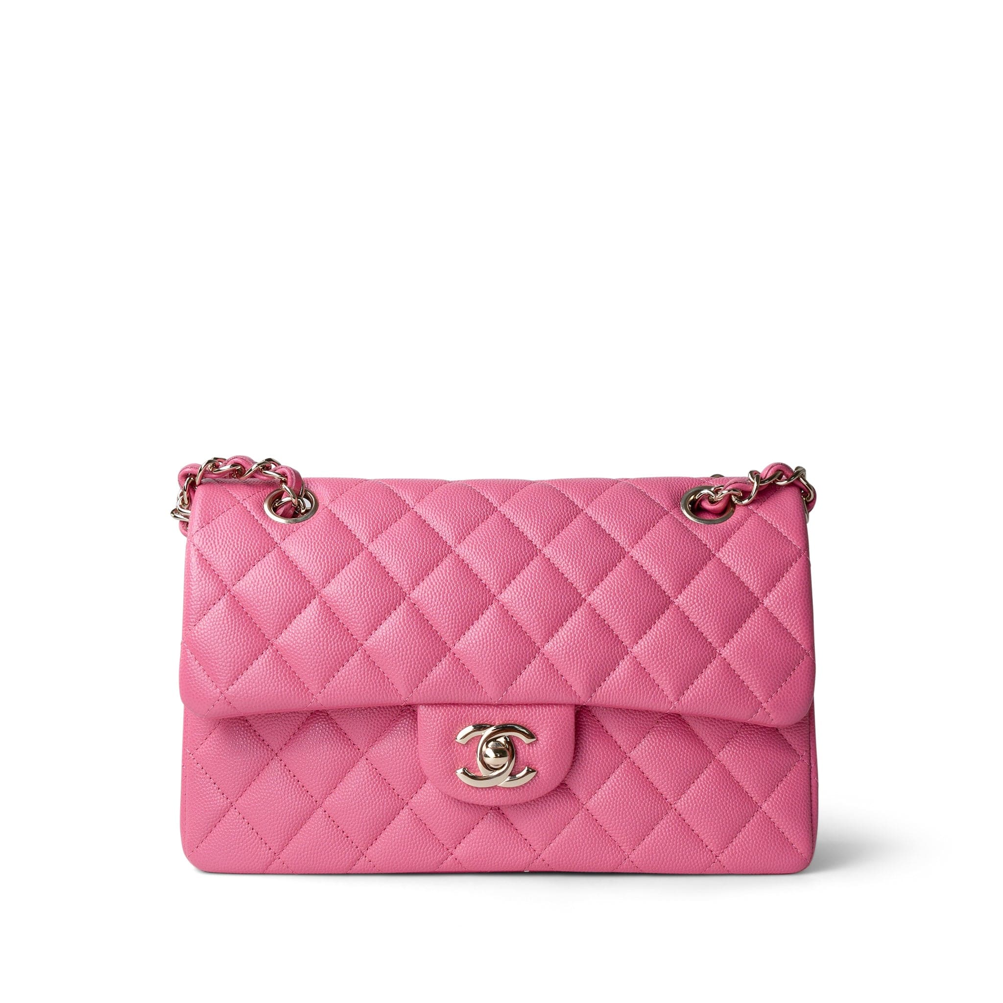 CHANEL Handbag Pink 21C Pink Caviar Quilted Small Classic Flap Light Gold Hardware -Knockoff
