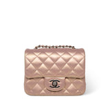 CHANEL Handbag Pink 21K Mini Pink Iridescent Square Lambskin Quilted Classic Flap SHW -Knockoff
