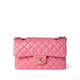 CHANEL Handbag Pink 21P Pink Caviar Quilted Classic Flap Small Light Gold Hardware -Knockoff
