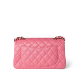 CHANEL Handbag Pink 21P Pink Caviar Quilted Classic Flap Small Light Gold Hardware -Knockoff
