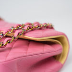 CHANEL Handbag Pink 21P Pink Lambskin Quilted Classic Flap Small Yellow Interior / Rainbow Hardware -Knockoff
