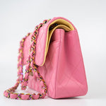 CHANEL Handbag Pink 21P Pink Lambskin Quilted Classic Flap Small Yellow Interior / Rainbow Hardware -Knockoff
