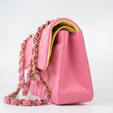 CHANEL Handbag Pink 21P Pink Lambskin Quilted Classic Flap Small Yellow Interior / Rainbow Hardware -Knockoff
