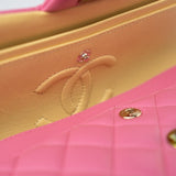 CHANEL Handbag Pink 21P Pink Lambskin Quilted Classic Flap Small Yellow Interior / Rainbow Hardware -Knockoff
