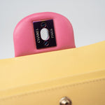 CHANEL Handbag Pink 21P Pink Lambskin Quilted Classic Flap Small Yellow Interior / Rainbow Hardware -Knockoff
