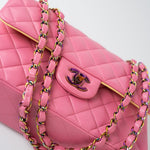 CHANEL Handbag Pink 21P Pink Lambskin Quilted Classic Flap Small Yellow Interior / Rainbow Hardware -Knockoff
