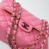 CHANEL Handbag Pink 21P Pink Lambskin Quilted Classic Flap Small Yellow Interior / Rainbow Hardware -Knockoff
