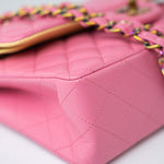 CHANEL Handbag Pink 21P Pink Lambskin Quilted Classic Flap Small Yellow Interior / Rainbow Hardware -Knockoff
