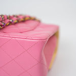 CHANEL Handbag Pink 21P Pink Lambskin Quilted Classic Flap Small Yellow Interior / Rainbow Hardware -Knockoff
