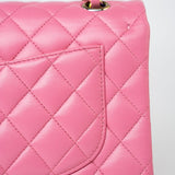 CHANEL Handbag Pink 21P Pink Lambskin Quilted Classic Flap Small Yellow Interior / Rainbow Hardware -Knockoff
