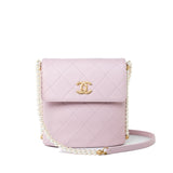 CHANEL Handbag Pink 21S Light Pink / Rose Clair Calfskin Quilted All About Pearls Small Hobo Bag -Knockoff
