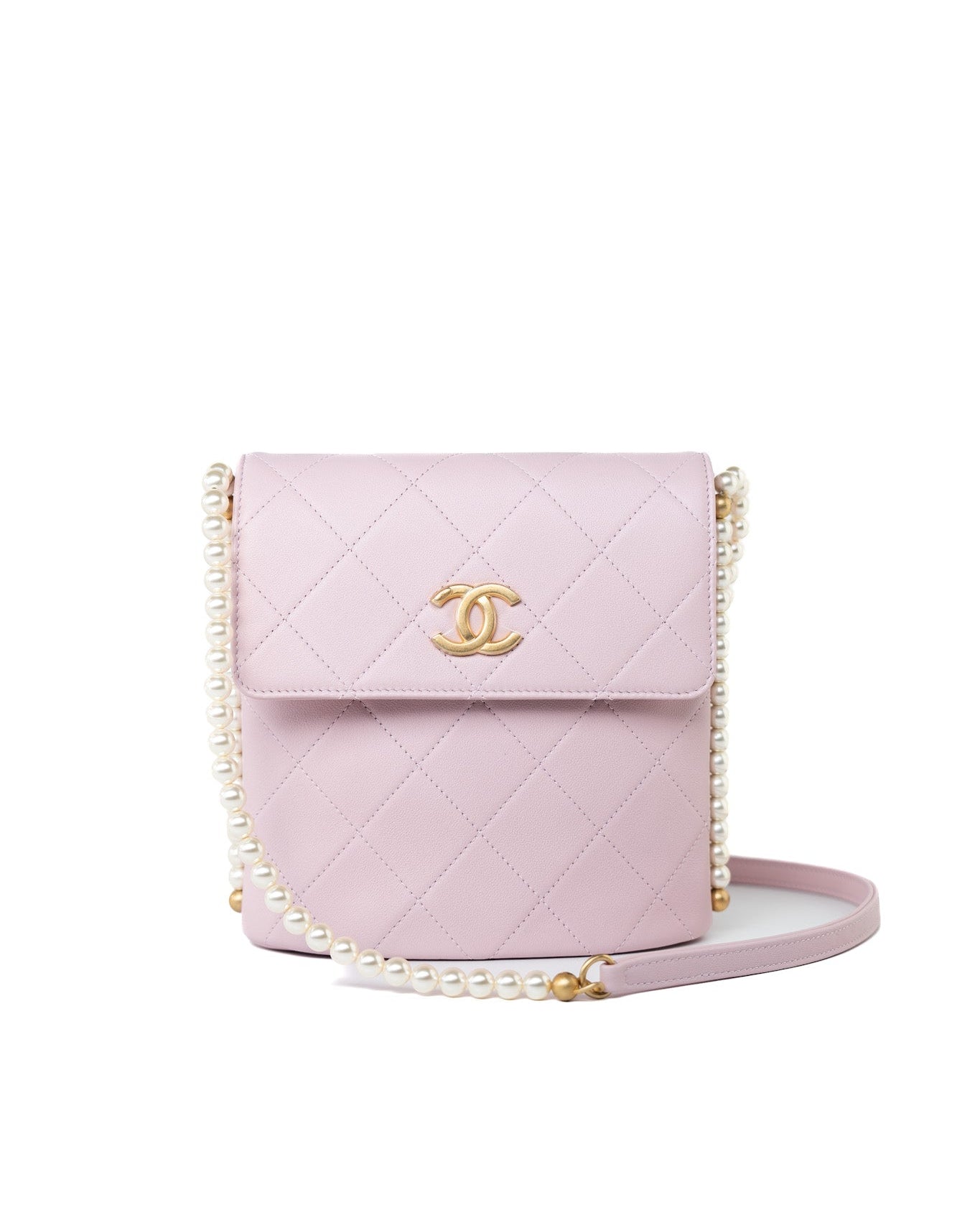 CHANEL Handbag Pink 21S Light Pink / Rose Clair Calfskin Quilted All About Pearls Small Hobo Bag -Knockoff
