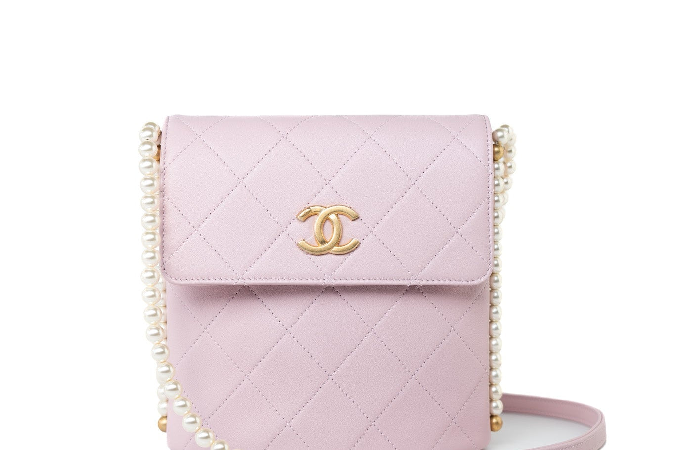 CHANEL Handbag Pink 21S Light Pink / Rose Clair Calfskin Quilted All About Pearls Small Hobo Bag -Knockoff
