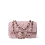 CHANEL Handbag Pink 21S Pink White Tweed Quilted Mini Rectangular Flap Light Gold Hardware -Knockoff
