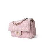 CHANEL Handbag Pink 21S Pink White Tweed Quilted Mini Rectangular Flap Light Gold Hardware -Knockoff
