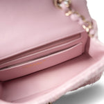 CHANEL Handbag Pink 21S Pink White Tweed Quilted Mini Rectangular Flap Light Gold Hardware -Knockoff
