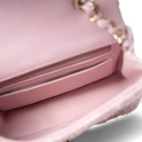 CHANEL Handbag Pink 21S Pink White Tweed Quilted Mini Rectangular Flap Light Gold Hardware -Knockoff
