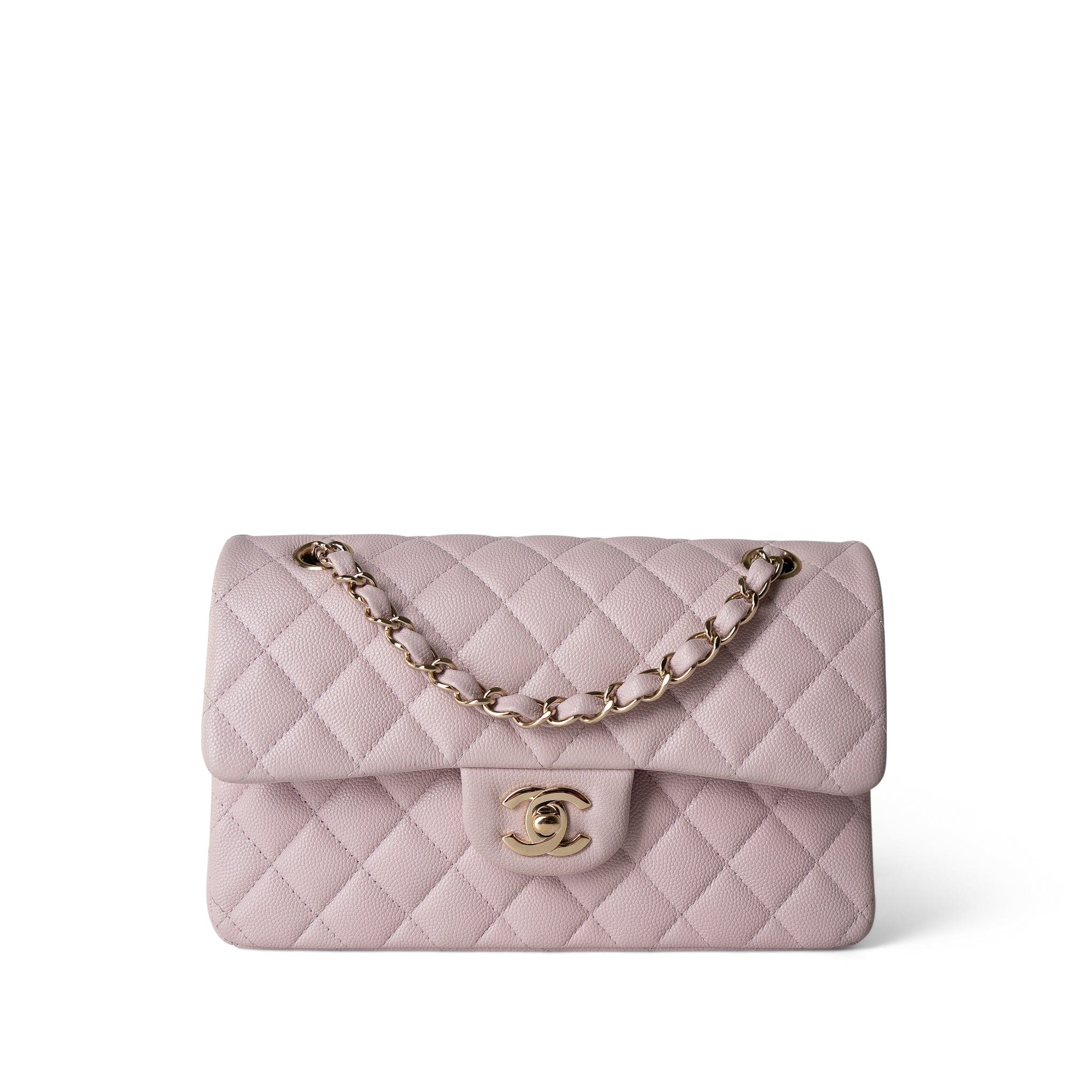 CHANEL Handbag Pink 21S Rose Clair Caviar Quilted Classic Flap Small Light Gold Hardware -Knockoff
