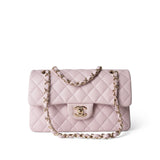 CHANEL Handbag Pink 21S Rose Clair Caviar Quilted Classic Flap Small Light Gold Hardware -Knockoff
