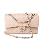 CHANEL Handbag Pink 22c Beige Caviar Quilted Classic Flap Light Gold Hardware -Knockoff
