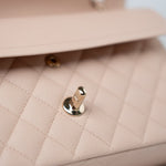 CHANEL Handbag Pink 22c Beige Caviar Quilted Classic Flap Light Gold Hardware -Knockoff
