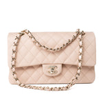 CHANEL Handbag Pink 22c Beige Caviar Quilted Classic Flap Light Gold Hardware -Knockoff
