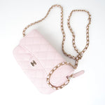 CHANEL Handbag Pink 22P Light Pink Caviar Quilted Flap Phone Holder with Classic Chain LGHW -Knockoff
