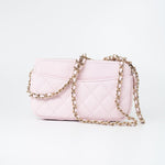 CHANEL Handbag Pink 22P Light Pink Caviar Quilted Flap Phone Holder with Classic Chain LGHW -Knockoff
