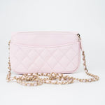 CHANEL Handbag Pink 22P Light Pink Caviar Quilted Flap Phone Holder with Classic Chain LGHW -Knockoff
