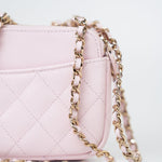 CHANEL Handbag Pink 22P Light Pink Caviar Quilted Flap Phone Holder with Classic Chain LGHW -Knockoff
