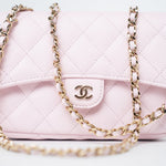 CHANEL Handbag Pink 22P Light Pink Caviar Quilted Flap Phone Holder with Classic Chain LGHW -Knockoff
