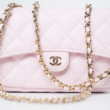 CHANEL Handbag Pink 22P Light Pink Caviar Quilted Flap Phone Holder with Classic Chain LGHW -Knockoff
