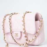 CHANEL Handbag Pink 22P Light Pink Caviar Quilted Flap Phone Holder with Classic Chain LGHW -Knockoff
