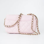 CHANEL Handbag Pink 22P Light Pink Caviar Quilted Flap Phone Holder with Classic Chain LGHW -Knockoff
