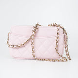 CHANEL Handbag Pink 22P Light Pink Caviar Quilted Flap Phone Holder with Classic Chain LGHW -Knockoff
