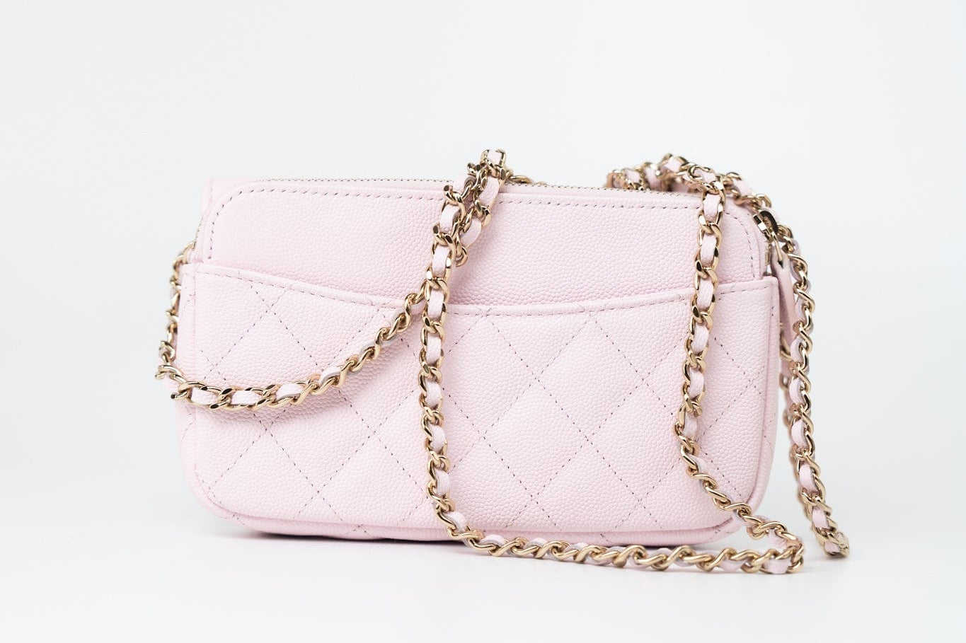 CHANEL Handbag Pink 22P Light Pink Caviar Quilted Flap Phone Holder with Classic Chain LGHW -Knockoff
